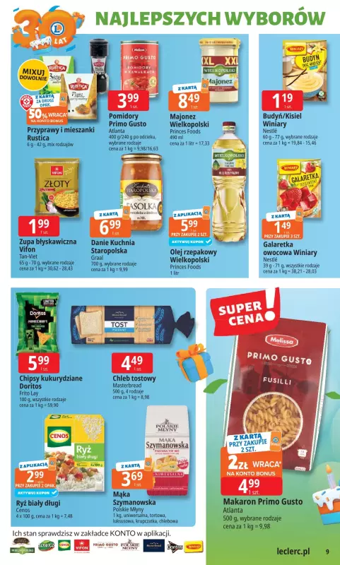 Leclerc - gazetka promocyjna Oferta E.Leclerc I 30 lat najlepszych wyborów od poniedziałku 19.05 do poniedziałku 26.05 - strona 9