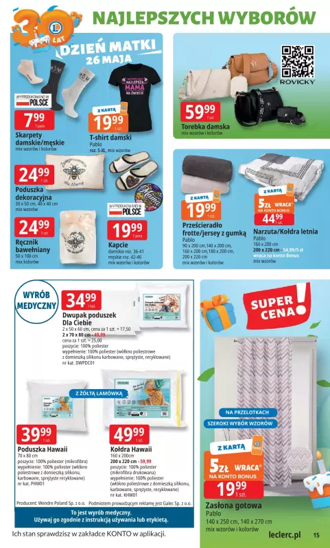 Leclerc - gazetka promocyjna Oferta E.Leclerc I 30 lat najlepszych wyborów od poniedziałku 19.05 do poniedziałku 26.05 - strona 15