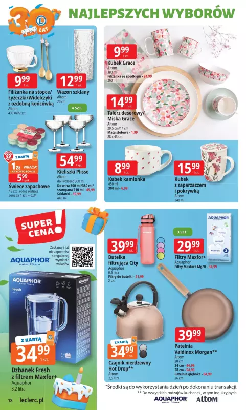 Leclerc - gazetka promocyjna Oferta E.Leclerc I 30 lat najlepszych wyborów od poniedziałku 19.05 do poniedziałku 26.05 - strona 18