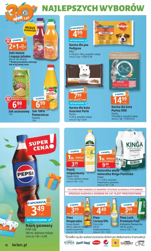 Leclerc - gazetka promocyjna Oferta E.Leclerc I 30 lat najlepszych wyborów od poniedziałku 19.05 do poniedziałku 26.05 - strona 10
