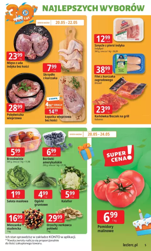 Leclerc - gazetka promocyjna Oferta E.Leclerc I 30 lat najlepszych wyborów od poniedziałku 19.05 do poniedziałku 26.05 - strona 5