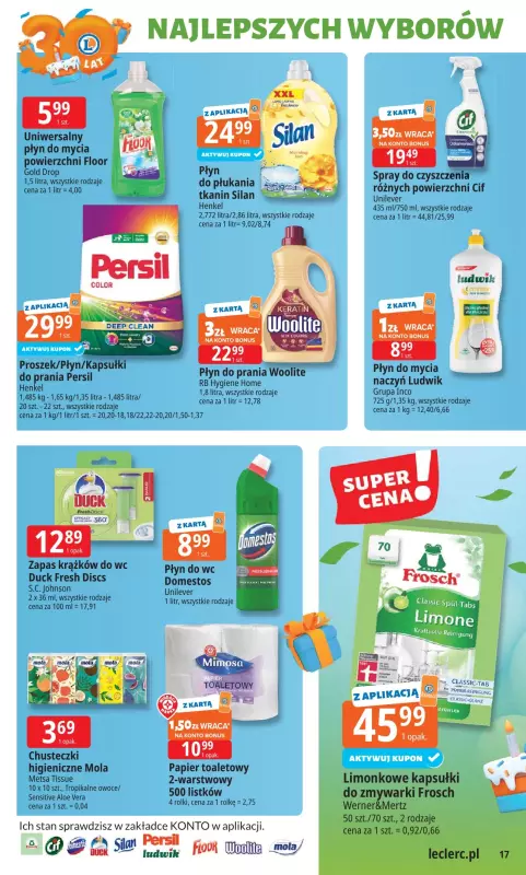 Leclerc - gazetka promocyjna Oferta E.Leclerc I 30 lat najlepszych wyborów od poniedziałku 19.05 do poniedziałku 26.05 - strona 17