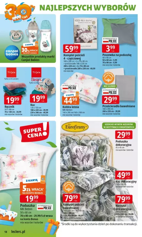Leclerc - gazetka promocyjna Oferta E.Leclerc I 30 lat najlepszych wyborów od wtorku 27.05 do soboty 07.06 - strona 18