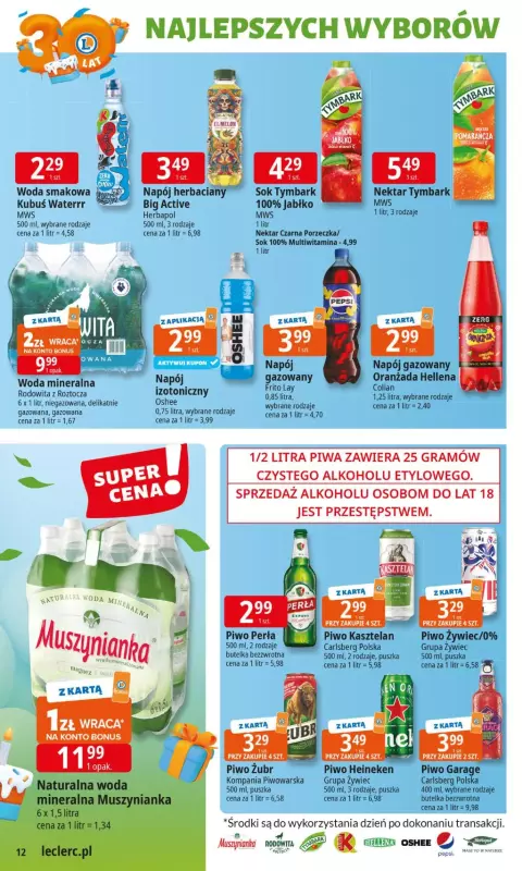 Leclerc - gazetka promocyjna Oferta E.Leclerc I 30 lat najlepszych wyborów od wtorku 27.05 do soboty 07.06 - strona 12
