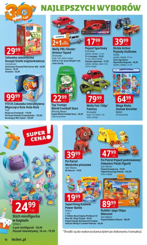 Leclerc - gazetka promocyjna Oferta E.Leclerc I 30 lat najlepszych wyborów od wtorku 27.05 do soboty 07.06 - strona 16