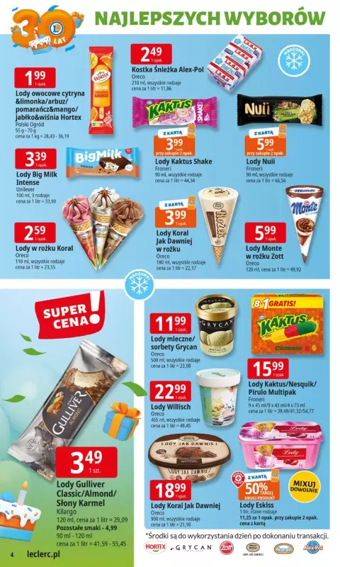 Leclerc - gazetka promocyjna Oferta E.Leclerc I 30 lat najlepszych wyborów od wtorku 27.05 do soboty 07.06 - strona 4