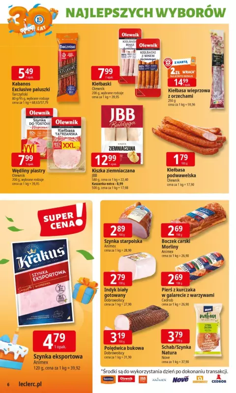 Leclerc - gazetka promocyjna Oferta E.Leclerc I 30 lat najlepszych wyborów od wtorku 27.05 do soboty 07.06 - strona 6