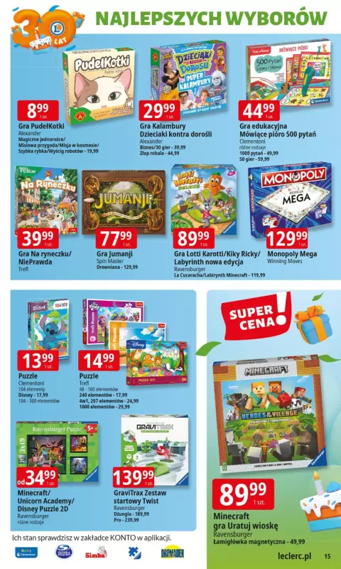 Leclerc - gazetka promocyjna Oferta E.Leclerc I 30 lat najlepszych wyborów od wtorku 27.05 do soboty 07.06 - strona 15