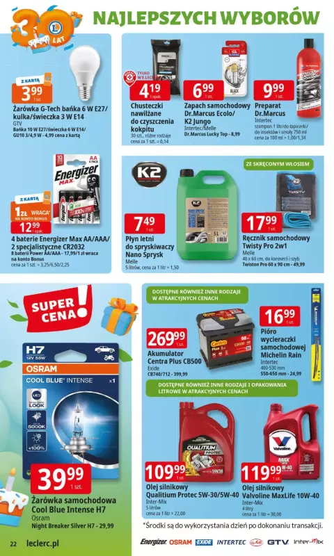 Leclerc - gazetka promocyjna Oferta E.Leclerc I 30 lat najlepszych wyborów od wtorku 27.05 do soboty 07.06 - strona 22