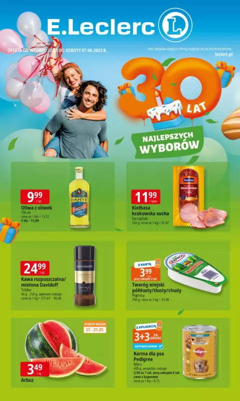 Leclerc - gazetka promocyjna Oferta E.Leclerc I 30 lat najlepszych wyborów  