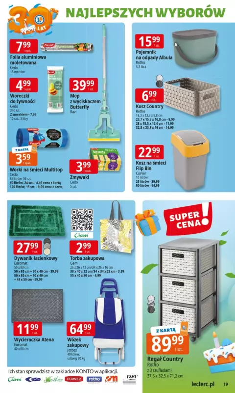 Leclerc - gazetka promocyjna Oferta E.Leclerc I 30 lat najlepszych wyborów od wtorku 27.05 do soboty 07.06 - strona 19