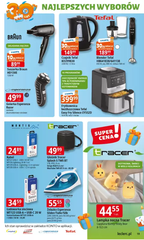 Leclerc - gazetka promocyjna Oferta E.Leclerc I 30 lat najlepszych wyborów od wtorku 27.05 do soboty 07.06 - strona 19