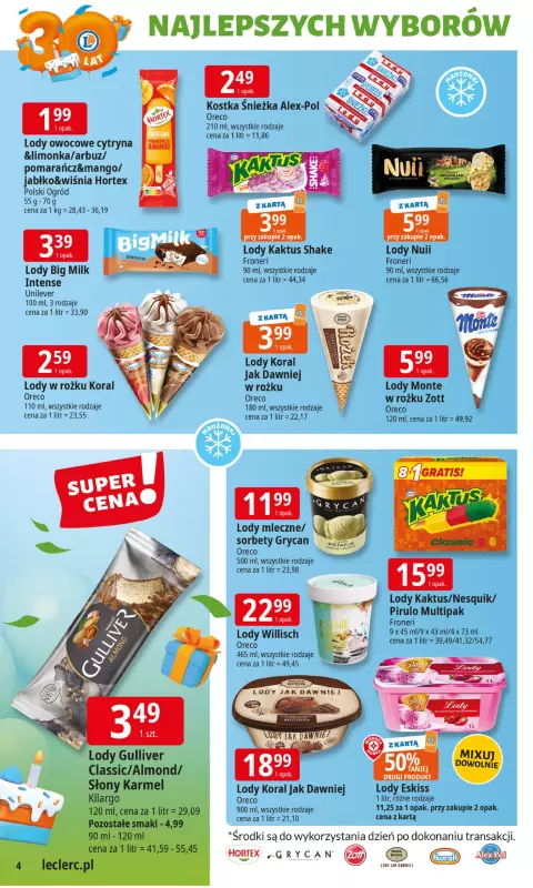 Leclerc - gazetka promocyjna Oferta E.Leclerc I 30 lat najlepszych wyborów od wtorku 27.05 do soboty 07.06 - strona 4