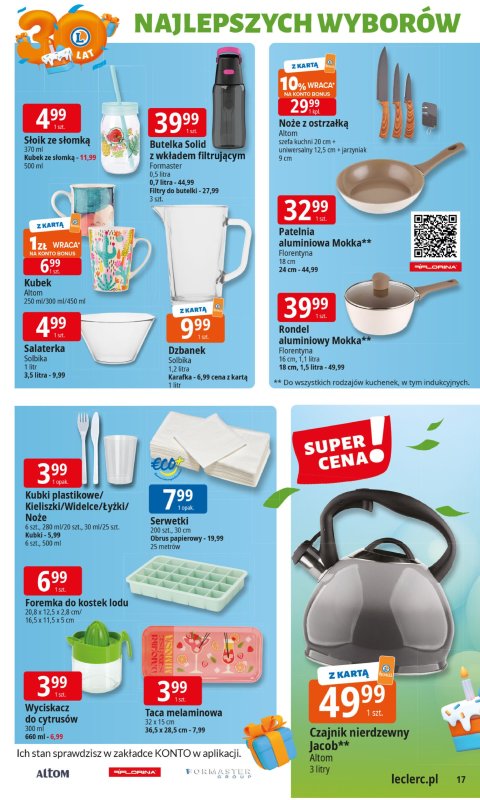 Leclerc - gazetka promocyjna Oferta E.Leclerc I 30 lat najlepszych wyborów od wtorku 27.05 do soboty 07.06 - strona 17