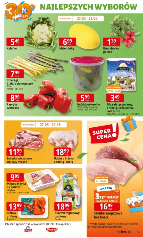 Leclerc - gazetka promocyjna Oferta E.Leclerc I 30 lat najlepszych wyborów od wtorku 27.05 do soboty 07.06 - strona 5
