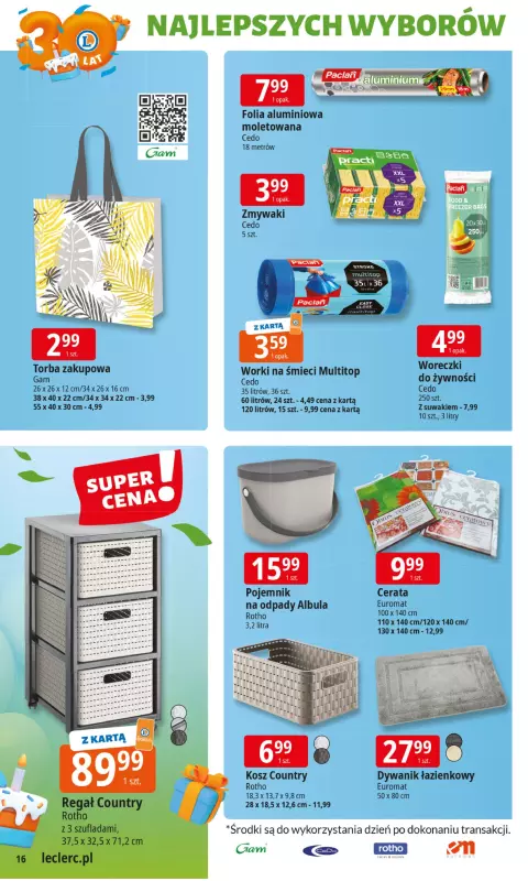 Leclerc - gazetka promocyjna Oferta E.Leclerc I 30 lat najlepszych wyborów od wtorku 27.05 do soboty 07.06 - strona 16
