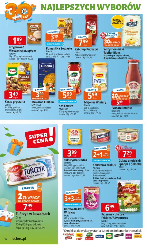 Leclerc - gazetka promocyjna Oferta E.Leclerc I 30 lat najlepszych wyborów od wtorku 27.05 do soboty 07.06 - strona 10