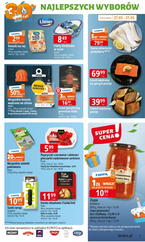 Leclerc - gazetka promocyjna Oferta E.Leclerc I 30 lat najlepszych wyborów od wtorku 27.05 do soboty 07.06 - strona 7