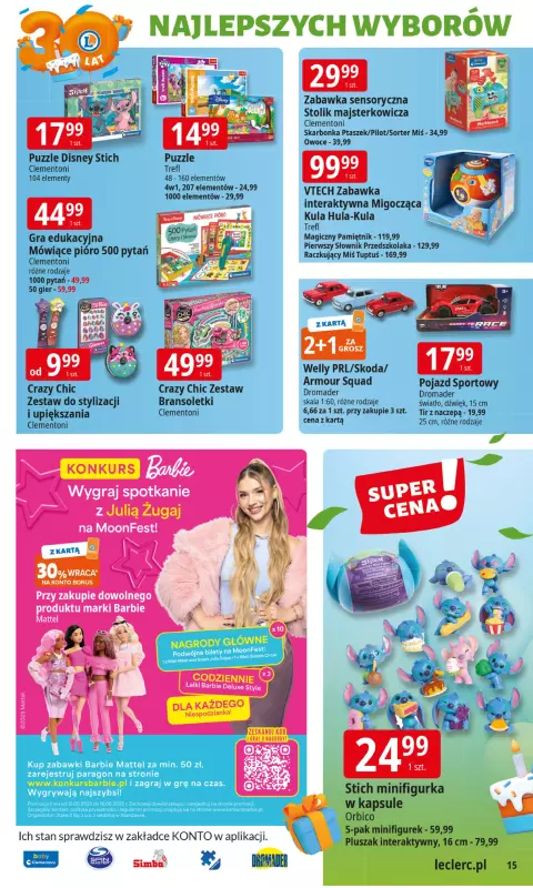 Leclerc - gazetka promocyjna Oferta E.Leclerc I 30 lat najlepszych wyborów od wtorku 27.05 do soboty 07.06 - strona 15