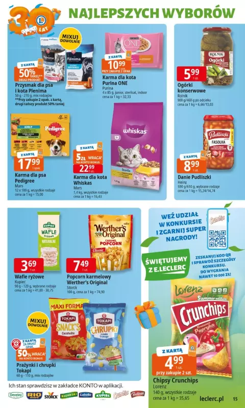 Leclerc - gazetka promocyjna Oferta E.Leclerc I 30 lat najlepszych wyborów od poniedziałku 02.06 do poniedziałku 09.06 - strona 15