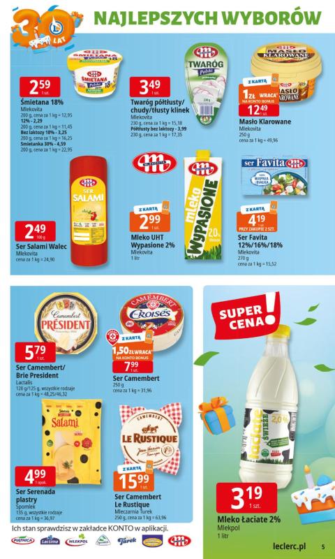 Leclerc - gazetka promocyjna Oferta E.Leclerc I 30 lat najlepszych wyborów od poniedziałku 02.06 do poniedziałku 09.06 - strona 5