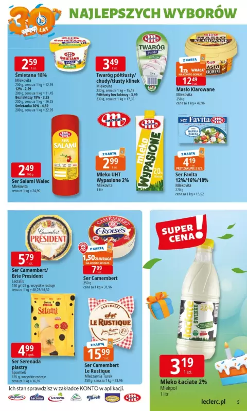 Leclerc - gazetka promocyjna Oferta E.Leclerc I 30 lat najlepszych wyborów od poniedziałku 02.06 do poniedziałku 09.06 - strona 5