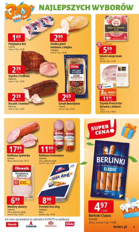 Leclerc - gazetka promocyjna Oferta E.Leclerc I 30 lat najlepszych wyborów od poniedziałku 02.06 do poniedziałku 09.06 - strona 9