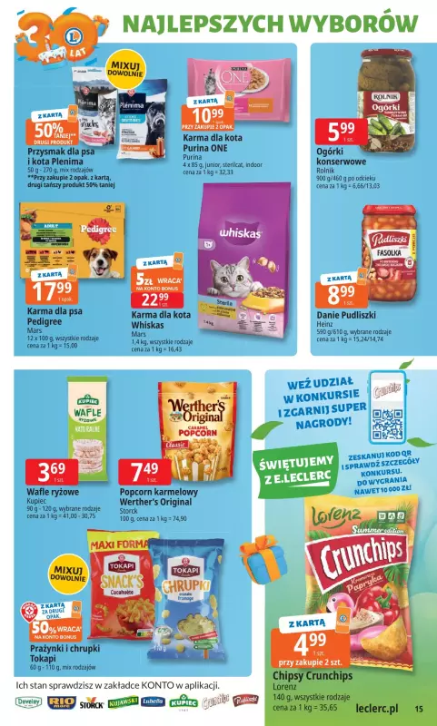 Leclerc - gazetka promocyjna Oferta E.Leclerc I 30 lat najlepszych wyborów od poniedziałku 02.06 do poniedziałku 09.06 - strona 15