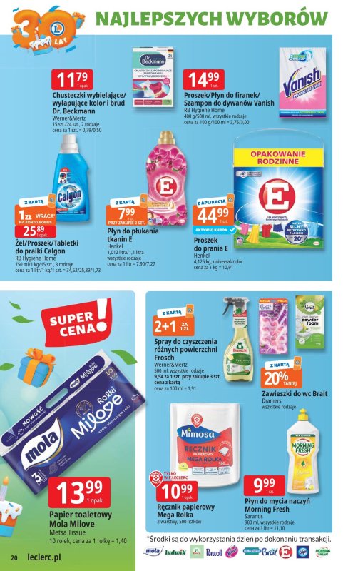 Leclerc - gazetka promocyjna Oferta E.Leclerc I 30 lat najlepszych wyborów od poniedziałku 02.06 do poniedziałku 09.06 - strona 20