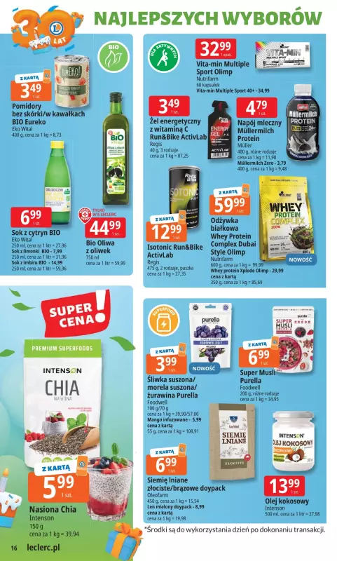 Leclerc - gazetka promocyjna Oferta E.Leclerc I 30 lat najlepszych wyborów od poniedziałku 02.06 do poniedziałku 09.06 - strona 16