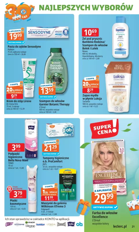 Leclerc - gazetka promocyjna Oferta E.Leclerc I 30 lat najlepszych wyborów od poniedziałku 02.06 do poniedziałku 09.06 - strona 21