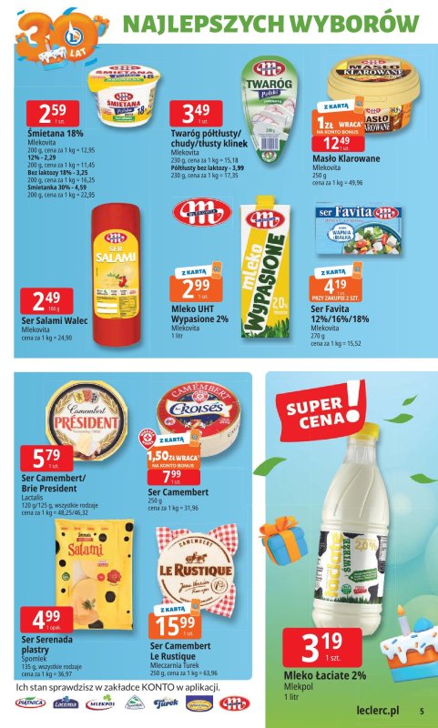 Leclerc - gazetka promocyjna Oferta E.Leclerc I 30 lat najlepszych wyborów od poniedziałku 02.06 do poniedziałku 09.06 - strona 5
