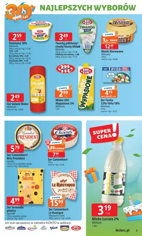 Leclerc - gazetka promocyjna Oferta E.Leclerc I 30 lat najlepszych wyborów od poniedziałku 02.06 do poniedziałku 09.06 - strona 5