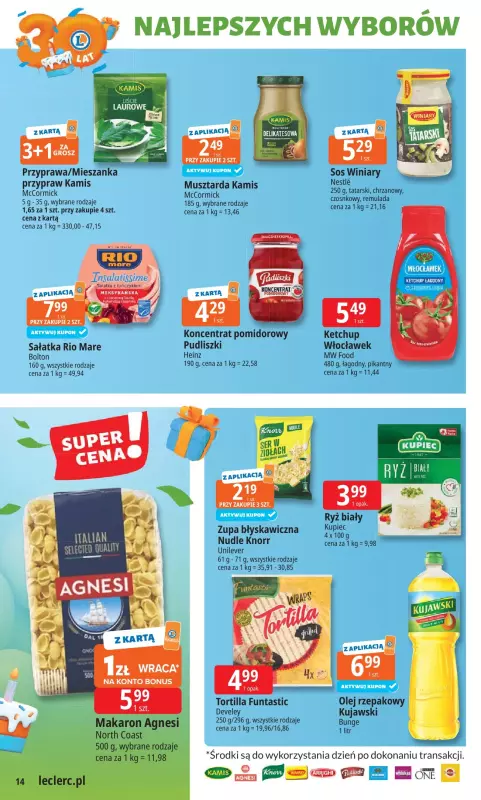 Leclerc - gazetka promocyjna Oferta E.Leclerc I 30 lat najlepszych wyborów od poniedziałku 02.06 do poniedziałku 09.06 - strona 14
