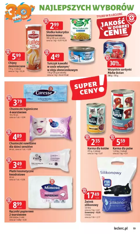 Leclerc - gazetka promocyjna Oferta E.Leclerc I 30 lat najlepszych wyborów od poniedziałku 02.06 do poniedziałku 09.06 - strona 19