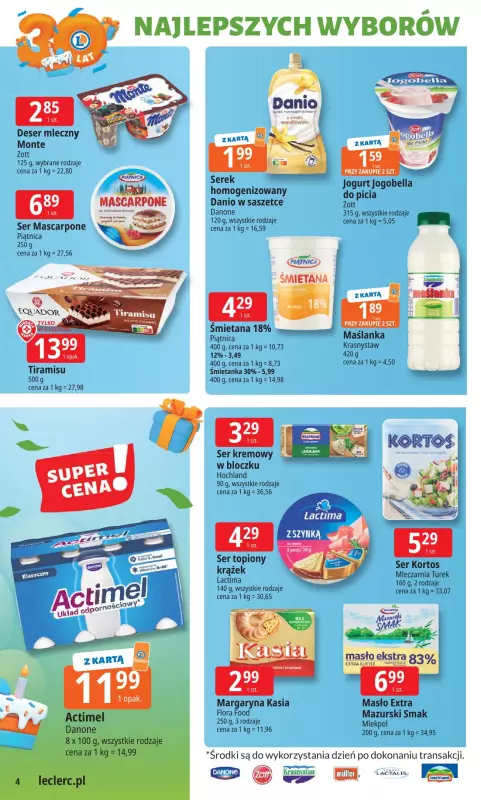Leclerc - gazetka promocyjna Oferta E.Leclerc I 30 lat najlepszych wyborów od poniedziałku 02.06 do poniedziałku 09.06 - strona 4