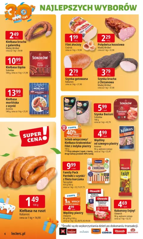 Leclerc - gazetka promocyjna Oferta E.Leclerc I 30 lat najlepszych wyborów od wtorku 10.06 do soboty 21.06 - strona 6
