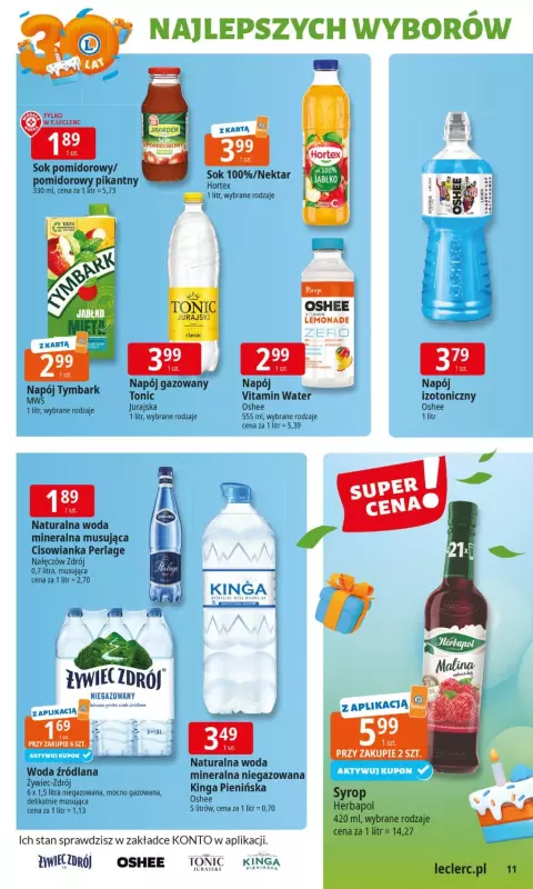 Leclerc - gazetka promocyjna Oferta E.Leclerc I 30 lat najlepszych wyborów od wtorku 10.06 do soboty 21.06 - strona 11