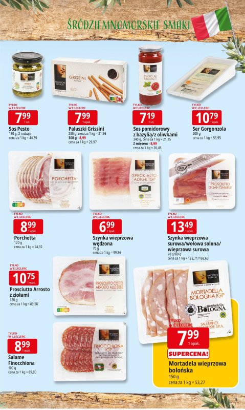 Leclerc - gazetka promocyjna Oferta E.Leclerc I Śródziemnomorskie smaki od poniedziałku 30.06 do poniedziałku 07.07 - strona 5