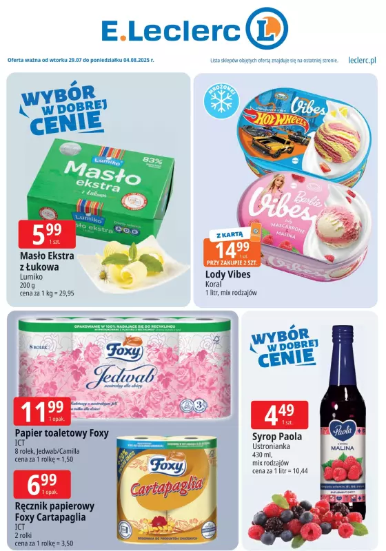 Leclerc - gazetka promocyjna Oferta E.Leclerc od wtorku 29.07 do poniedziałku 04.08