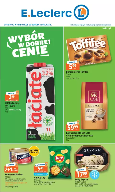 Leclerc - gazetka promocyjna Oferta E.Leclerc od wtorku 05.08 do soboty 16.08