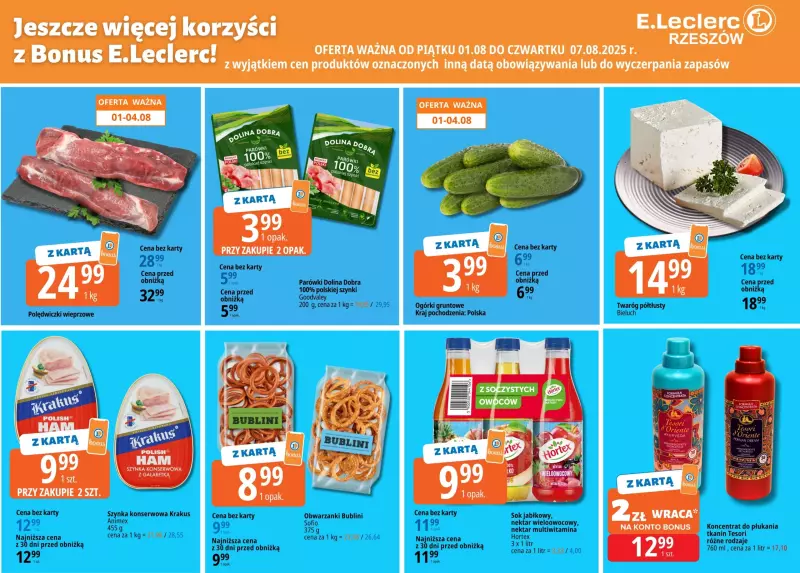 Leclerc - gazetka promocyjna Oferta Rzeszów od poniedziałku 04.08 do czwartku 07.08