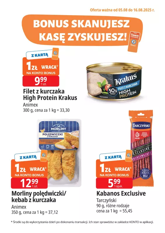 Leclerc - gazetka promocyjna Oferta E.Leclerc I Bonus skanujesz, kasę zyskujesz od wtorku 05.08 do soboty 16.08