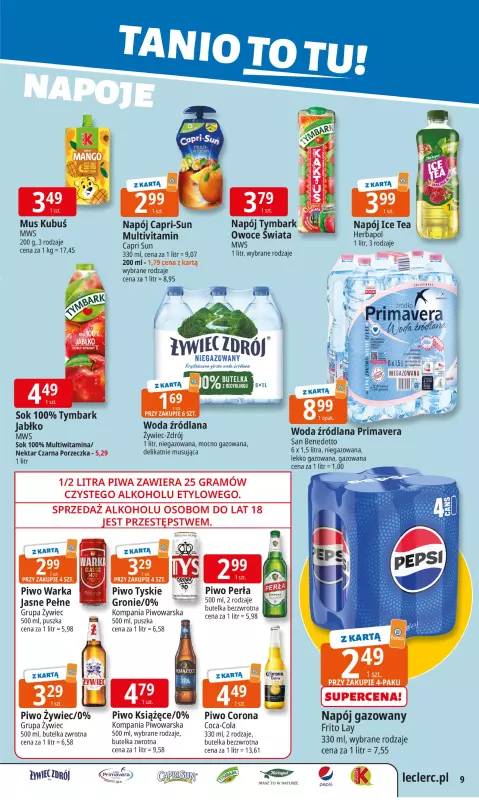 Leclerc - gazetka promocyjna Oferta E.Leclerc I Tanio to tu! od poniedziałku 11.08 do poniedziałku 18.08 - strona 9