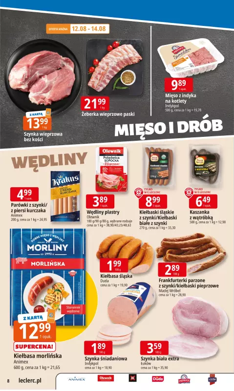 Leclerc - gazetka promocyjna Oferta E.Leclerc I Tanio to tu! od poniedziałku 11.08 do poniedziałku 18.08 - strona 8
