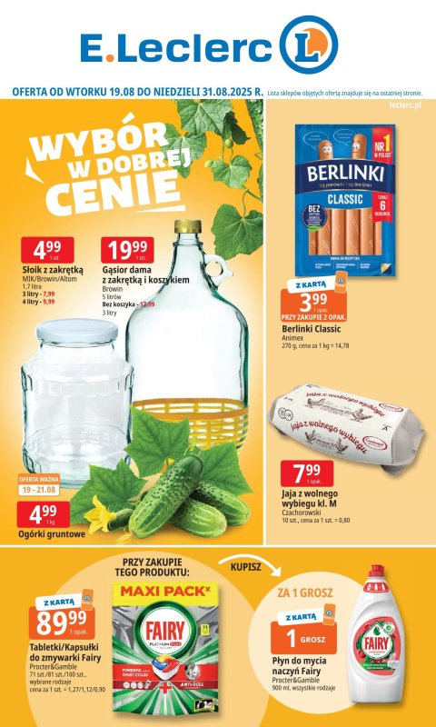 Leclerc - gazetka promocyjna Oferta E.Leclerc od wtorku 19.08 do niedzieli 31.08