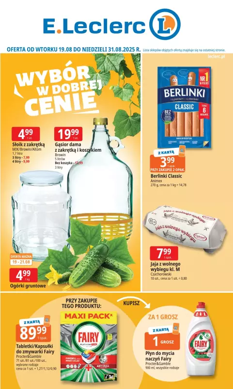 Leclerc - gazetka promocyjna Oferta E.Leclerc od wtorku 19.08 do niedzieli 31.08
