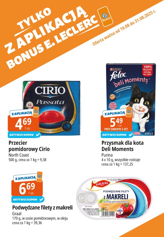Leclerc - gazetka promocyjna Oferta E.Leclerc I Bonus skanujesz, kasę zyskujesz od wtorku 19.08 do niedzieli 31.08 - strona 13
