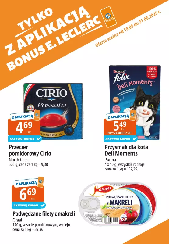 Leclerc - gazetka promocyjna Oferta E.Leclerc I Bonus skanujesz, kasę zyskujesz od wtorku 19.08 do niedzieli 31.08 - strona 13