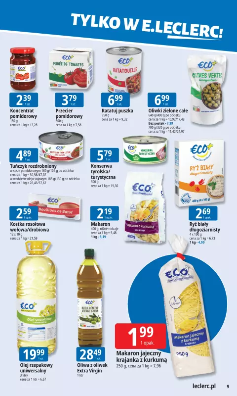 Leclerc - gazetka promocyjna Oferta E.Leclerc I Tanio to tu! od poniedziałku 25.08 do poniedziałku 01.09 - strona 9